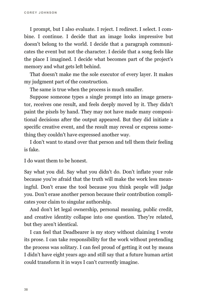 A later page from the proof, on ownership and authorship in the work.