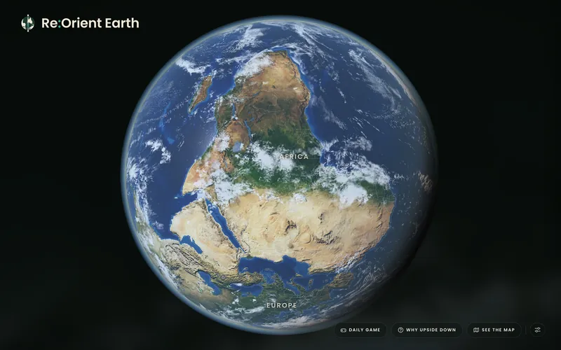 The Re:Orient Earth globe with south at the top