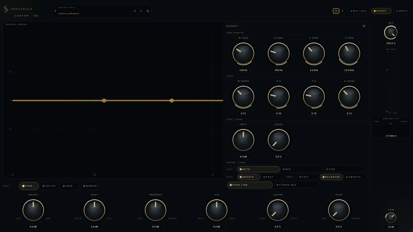 Luster, full plugin window.